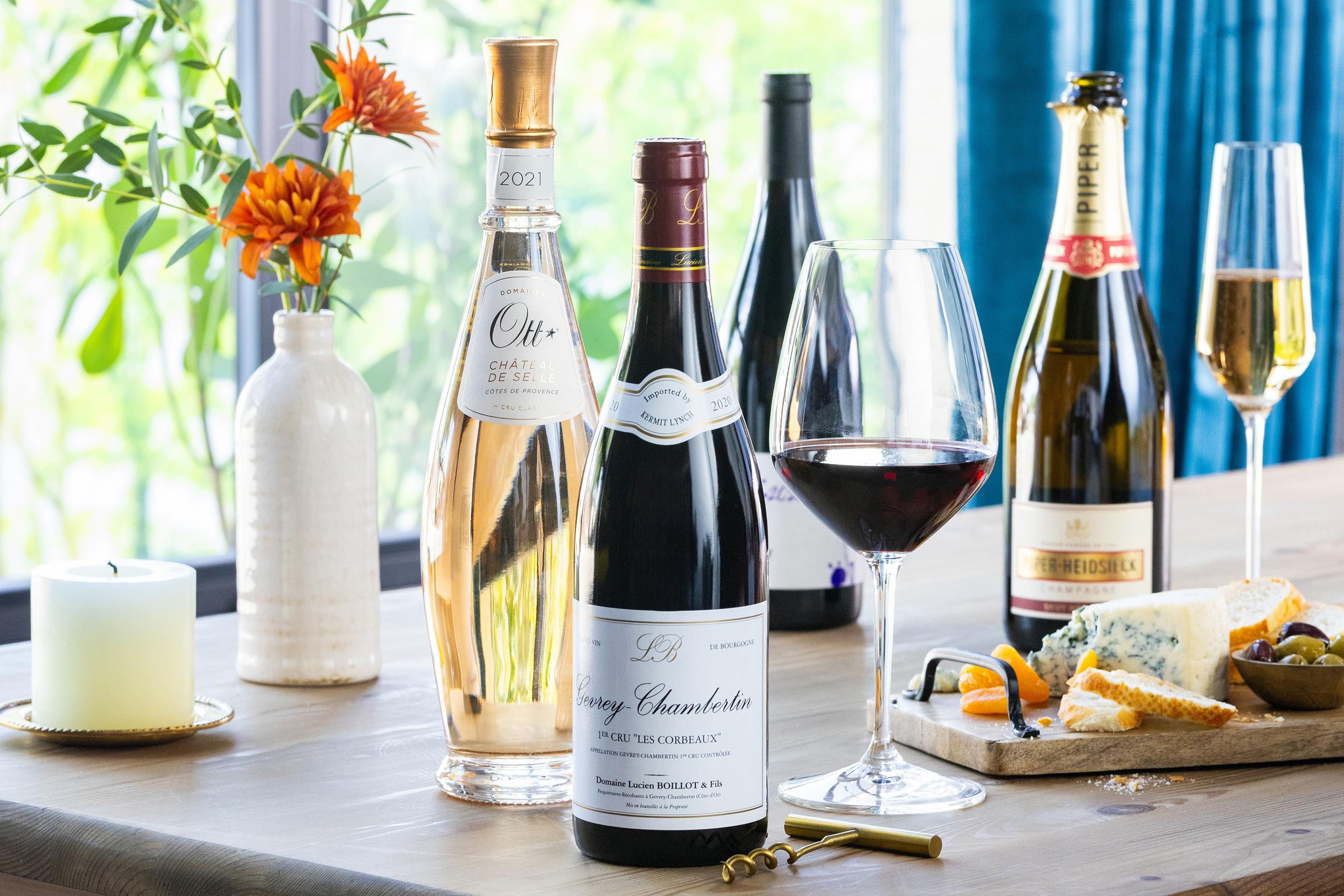 red and white wines on a table